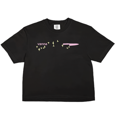 Birds &amp; Knife black boxy women's t-shirt (Pre-Order)