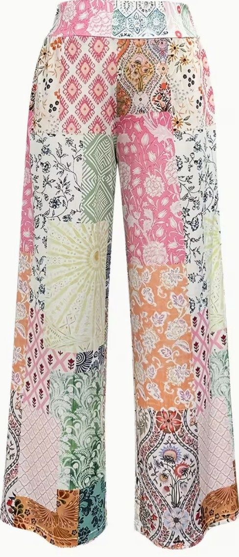 Casual Wide-Leg Floral Pants