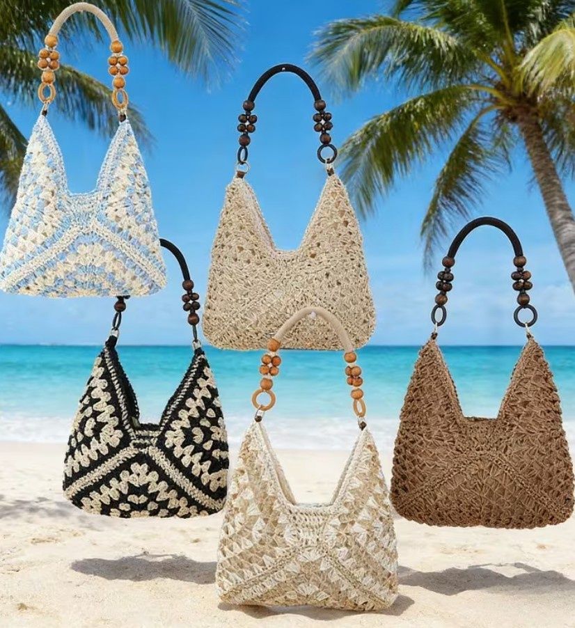 Bohemian Handmade Straw Hobo Tote Bag