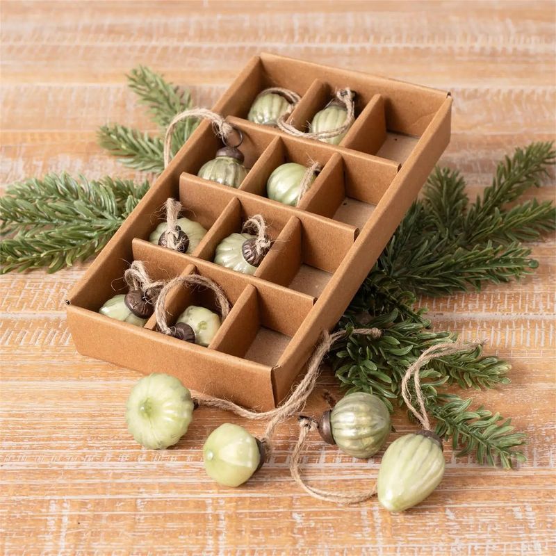 Mini Green Ornaments -Box Of 12