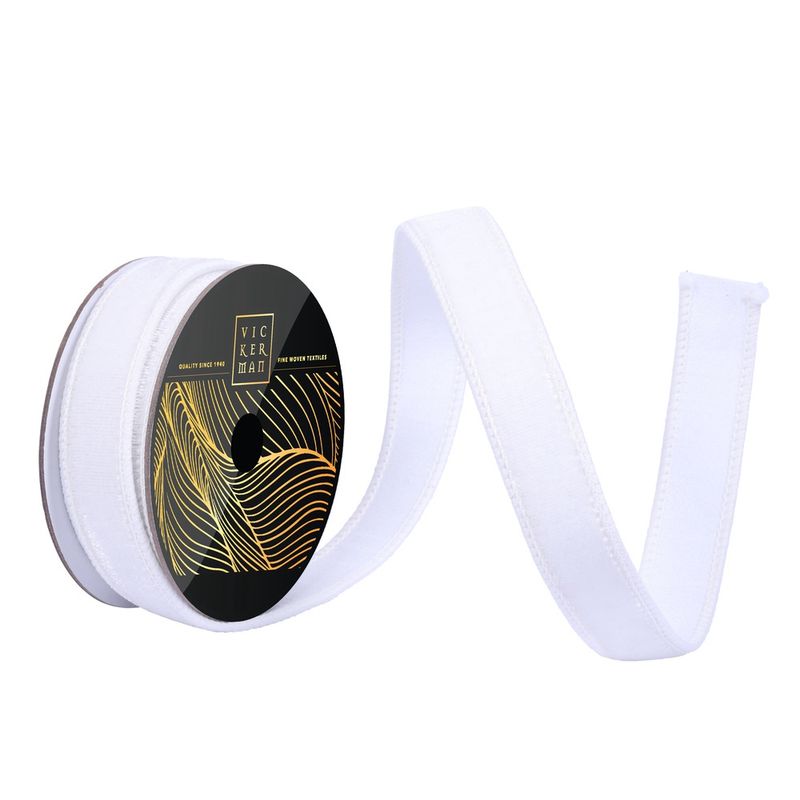 1&quot;x10yd White Velvet Dupion Ribbon