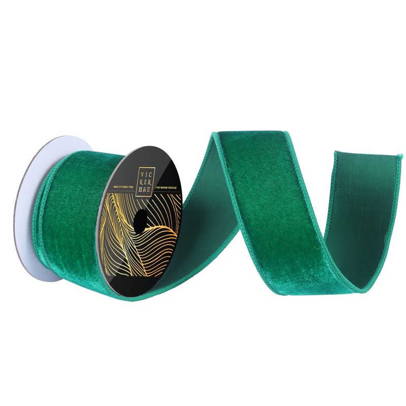 2.5&quot;x10yd Green Velvet Dupion Ribbon