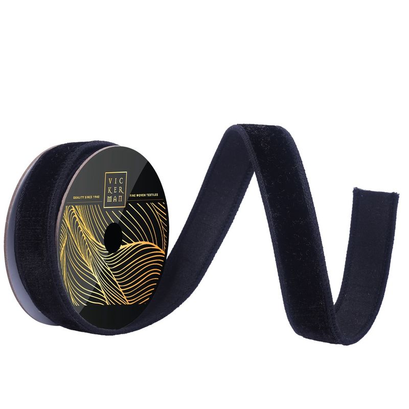 1&quot;x10yd Black Velvet Dupion Ribbon