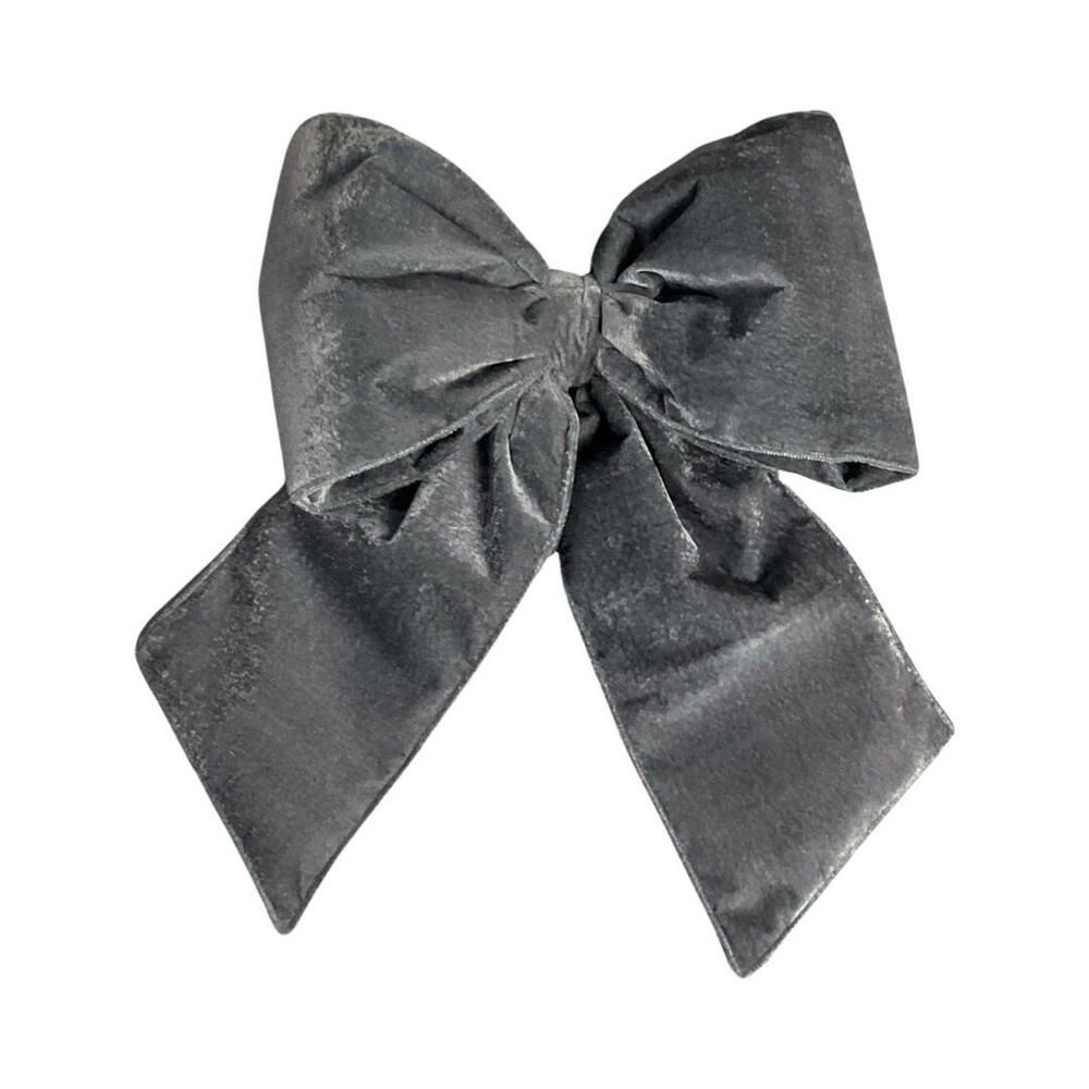 18&quot; x 23&quot;Plush Silver Velvet Bow