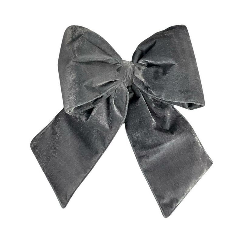 18&quot; x 23&quot;Plush Silver Velvet Bow