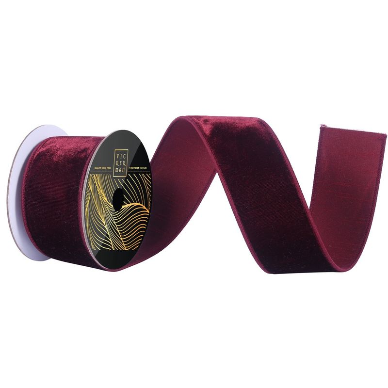 2.5&quot;x10yd Burgundy Velvet Dupion Ribbon