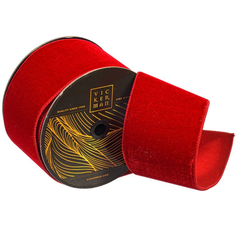 4&quot;x10yd Red Velvet Dupion Ribbon