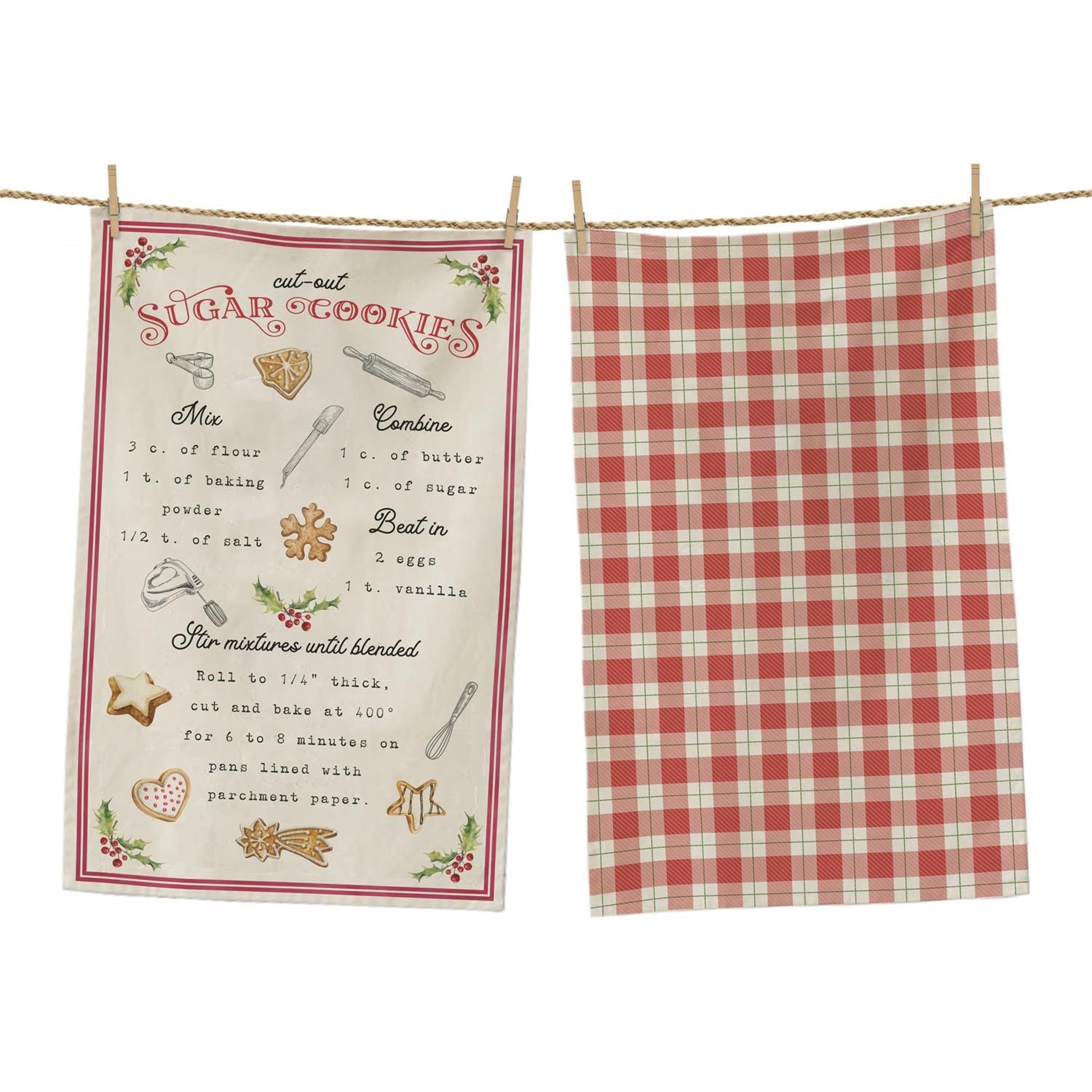 Tea Towels - Sugar Cookie Recipe -Set of 2