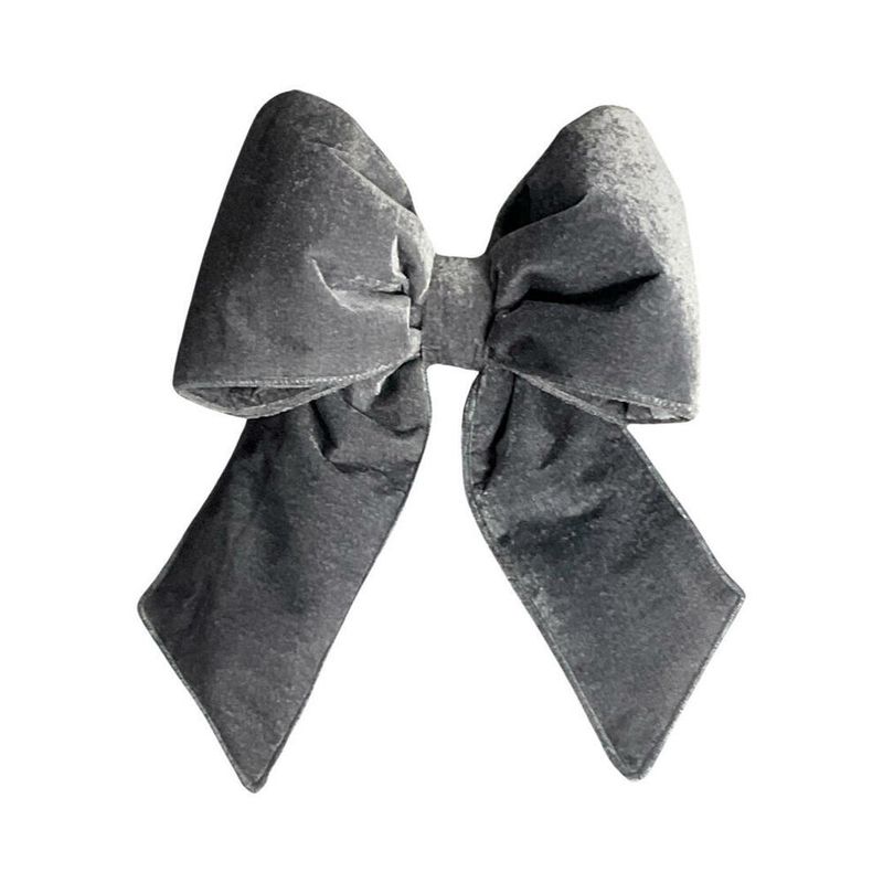 12&quot; x 15&quot; Plush Silver Velvet Bow