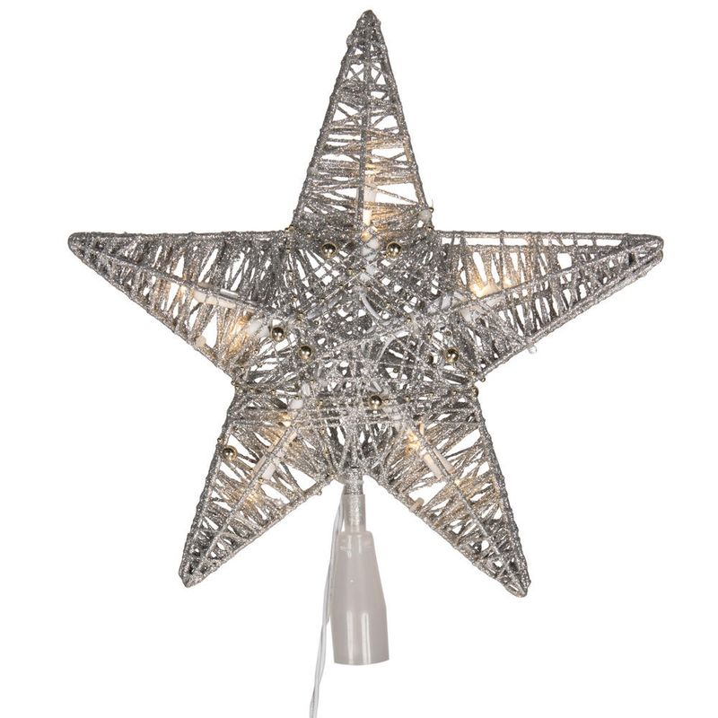 12.5&quot; LED Silver 5Pt Star Tree Topper
