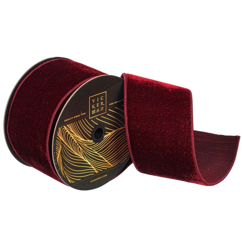 4&quot;x10yd Burgundy Velvet Dupion Ribbon