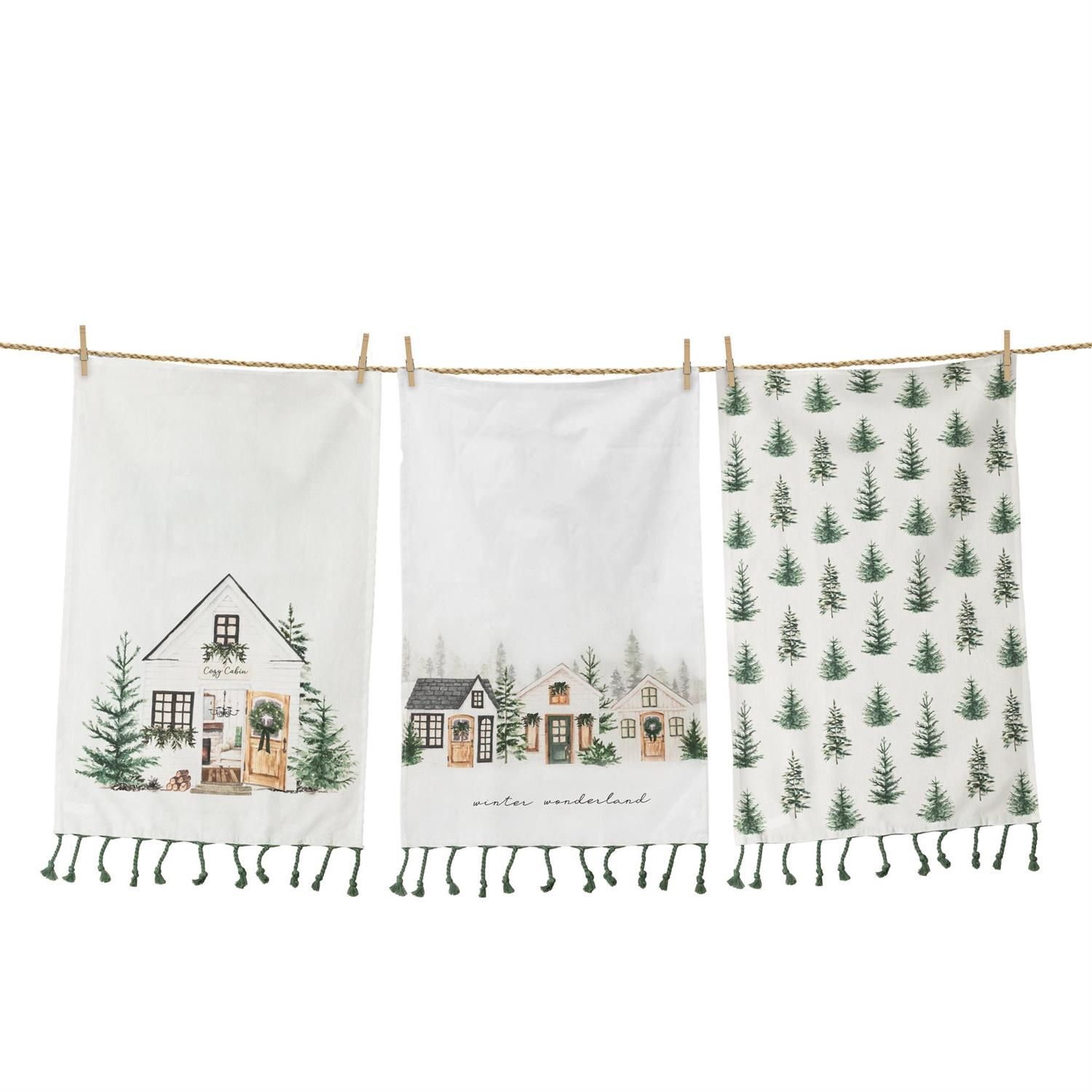 Tea Towels - Cozy Cottage Winter Wonderland Pack of 3