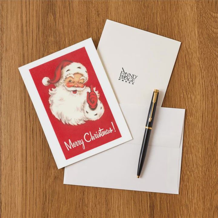 Greeting Card Merry Christmas, Winking Santa Claus