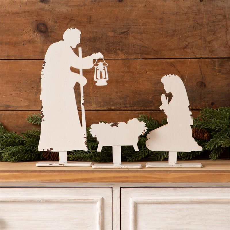 White Silhouette Nativity - 3 Piece Set