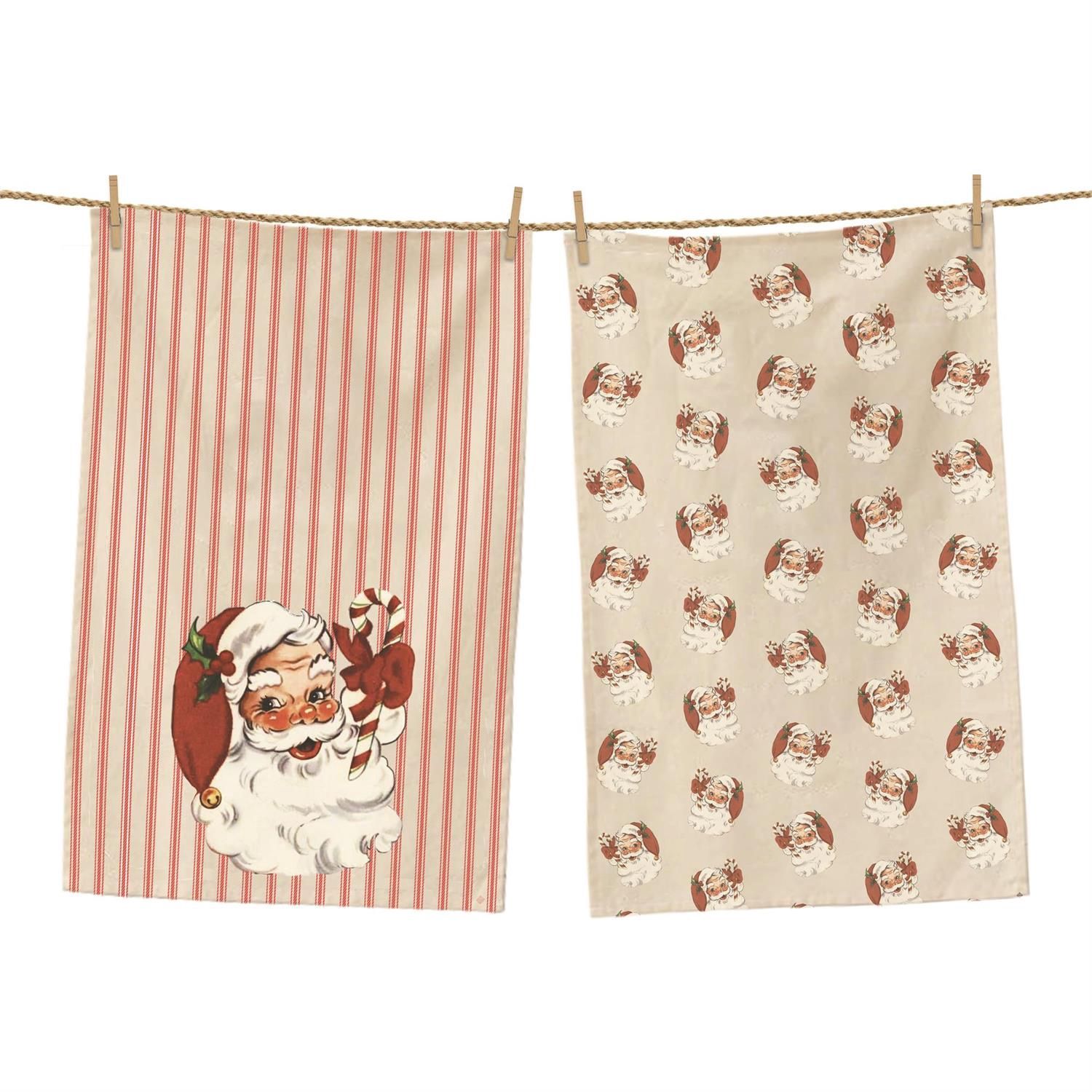 Tea Towels - Vintage Santa