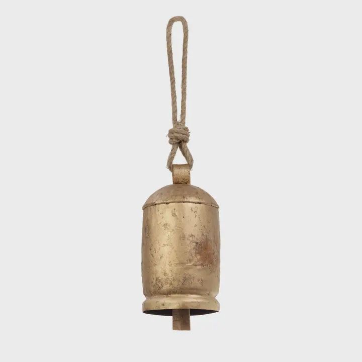 Long Gold Bell with Jute 7.75”