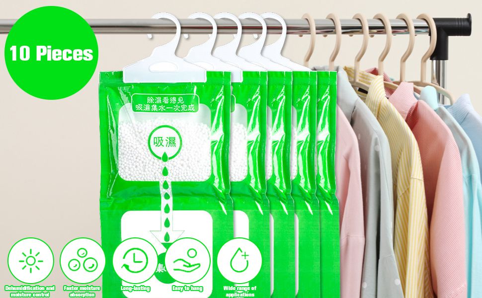 McMola 10 Pcs Dehumidifier Hanging Bag, Dehumidifiers For Home &amp; Kitchen, Home Moisture Absorber Hanging Dehumidifiers For Wardrobes/Kitchen/Living Room/Bathroom/Bedroom