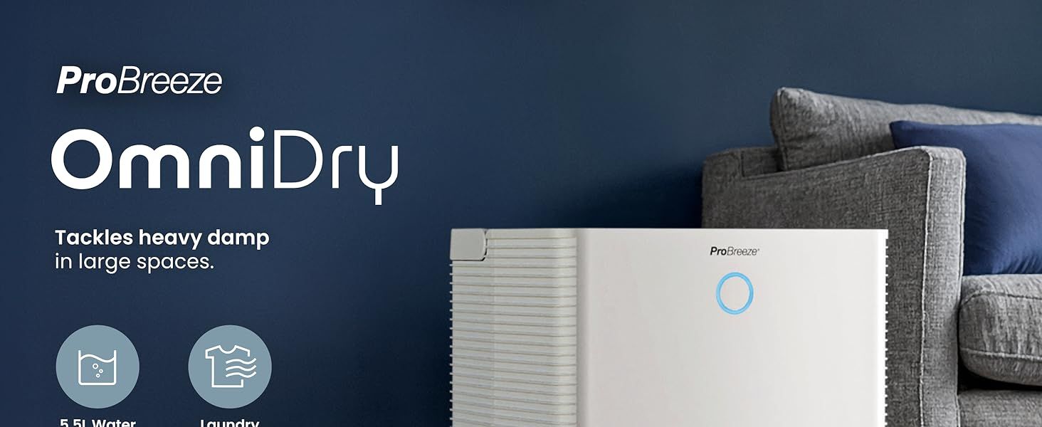 Pro Breeze® 40L OmniDry WiFi Dehumidifier with Automatic Humidity Sensor &amp; Display, 24Hr Timer, Laundry Drying, Continuous Drainage with Smart App