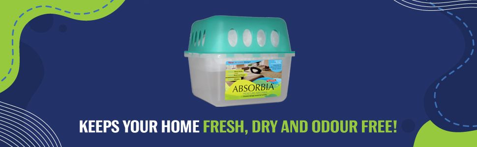 Absorbia Moisture Absorber|Absorbia Reusable Box w/Refill-Pack of 3 (400 g X 3 Boxes)|Absorbs 800ml| Dehumidifier for Basement, Storerooms, Spare Rooms &amp; Lofts|Fights Against Moisture, Mould, Fungus