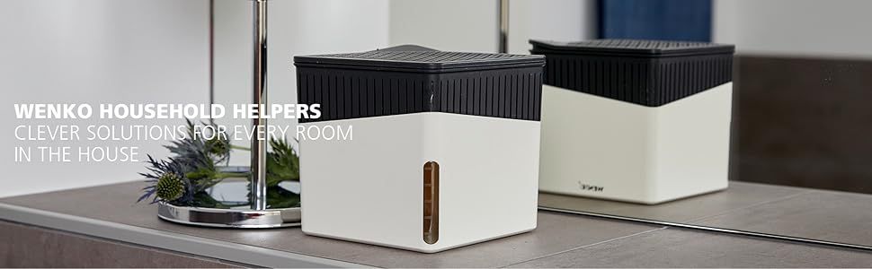 WENKO Portable Dehumidifier, Compact and Rechargeable, Moisture Absorber for Bathroom, Bedroom, Garage, Closet, 2800 Cubic Feet, 2.2lbs, Gray, 6.18 x 6.5 x 6.5, Large