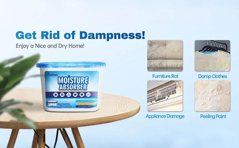 Moisture Absorbers, 6 Pack, 280g, Compact Dehumidifier, Efficient Humidity Absorber Boxes, Moisture Absorber for Closet Bathroom Basement Bedroom, Odor Eliminator with Fragrance Free, 500ml