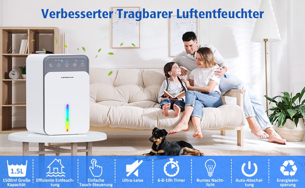 Dehumidifier, Home Dehumidifiers for Bedroom, 50 OZ Water Tank, Quiet Dehumidifiers for Basement Home Bathroom with Auto Shut Off, 7 Colors LED Light, Sleep Mode,Portable Dehumidifier with Timer