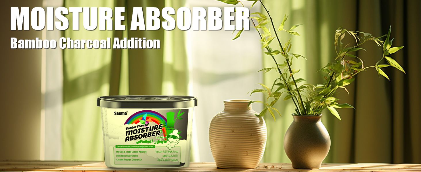 Seemo Bamboo Charcoal Moisture Absorber Boxes, Mold-proof Deodorizing Desiccant Household Dehumidifier Boxes Fragrance-Free Humidity Absorber for Bathroom Closet Wardrobe Kitchen 6 Pack (6 Boxes)