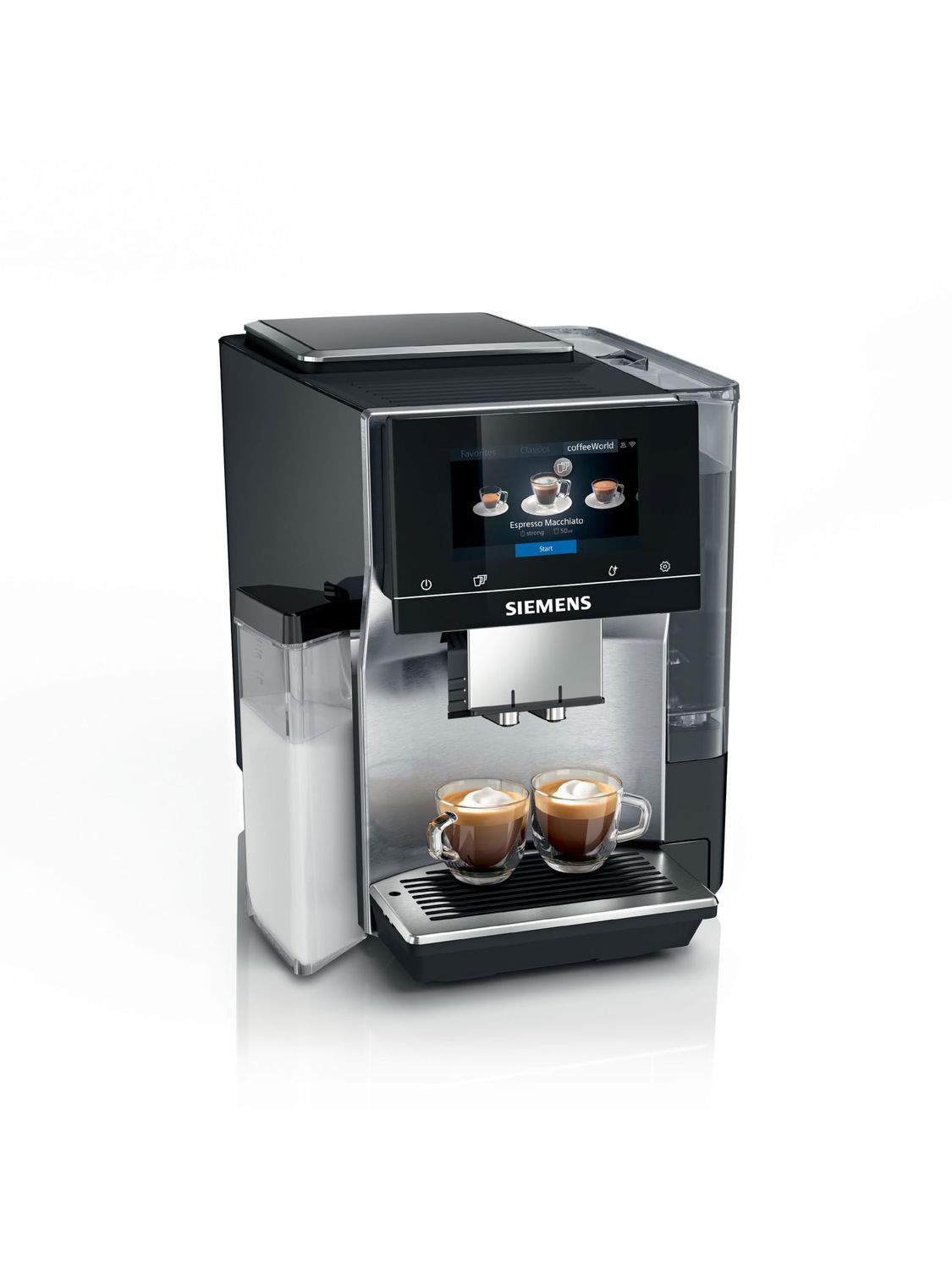 SIEMENS EQ700 Fully Automatic Bean to Cup Coffee Machine, 5" Touch Screen Display, Cold Brew/Slow Brew, Integrated Milk Container, 30+ Coffee Beverages with Home Connect, TQ717GB3