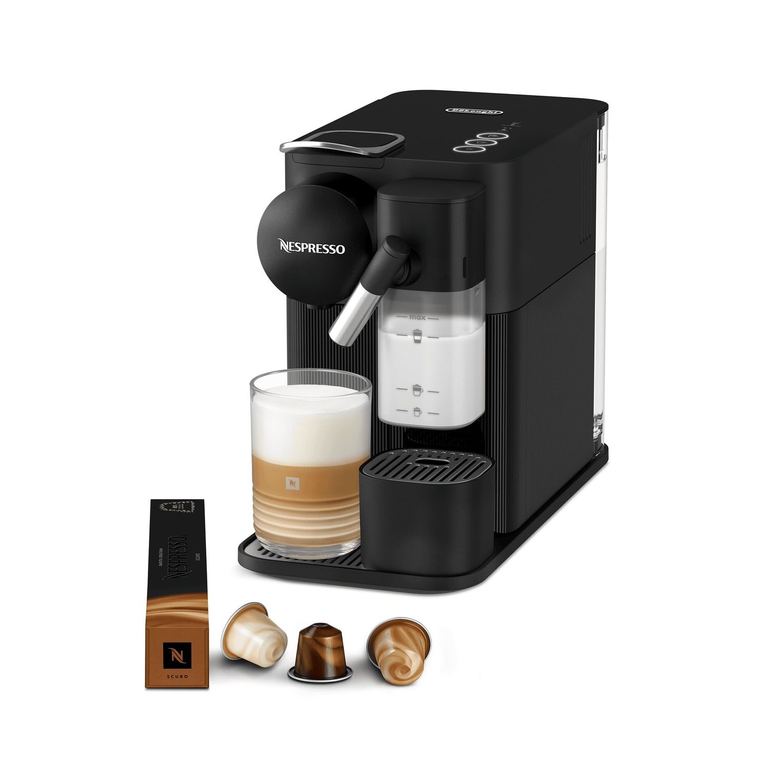 De'Longhi Lattissima One Evo Automatic Coffee Maker, Single-Serve Capsule Coffee Machine, Automatic frothed milk, Cappuccino and Latte, EN510.B, 1450W, Black