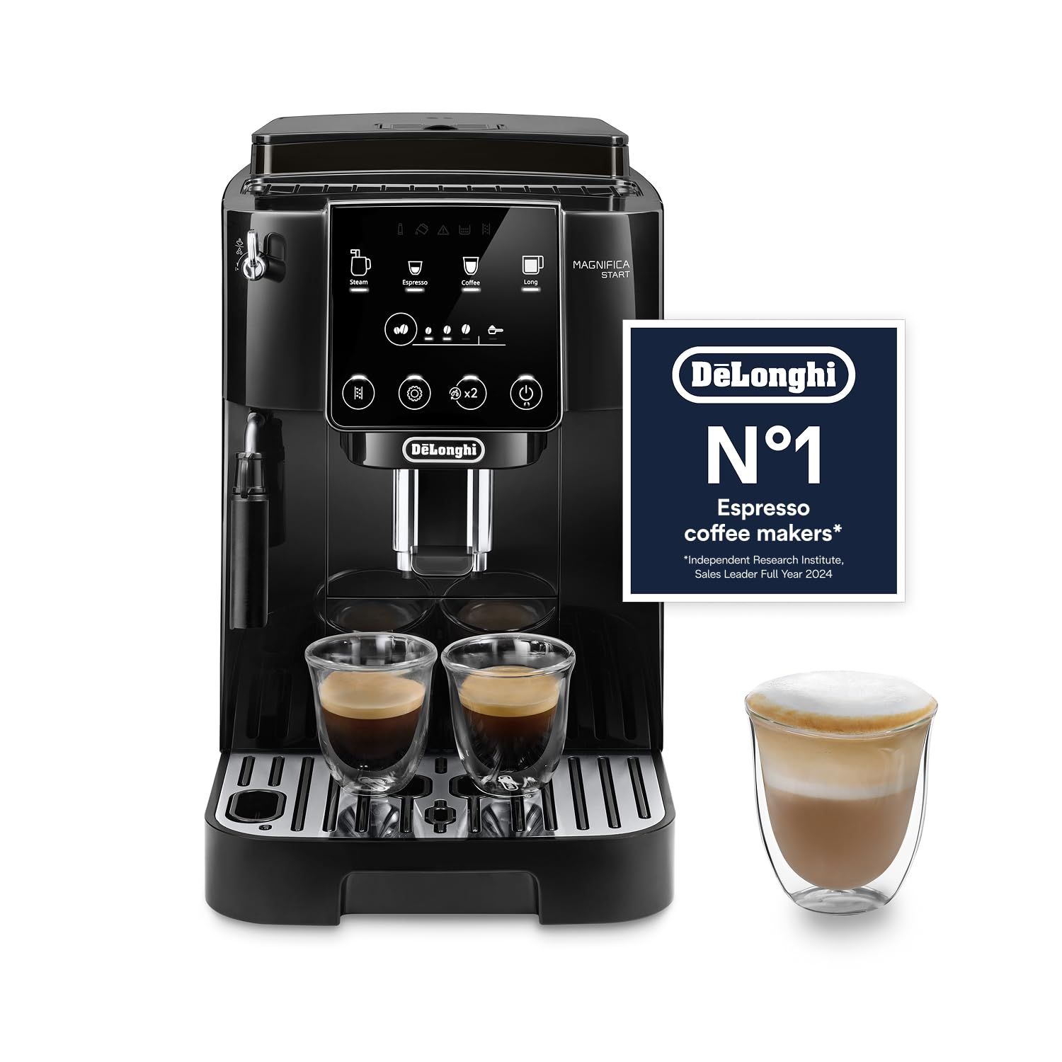 De'Longhi Magnifica ECAM222.20.B, Automatic Coffee Machine with Milk Nozzle, Bean to Cup Espresso Machine with 4 One-Touch Recipes, Soft-Touch Control Panel, 1450W, Black