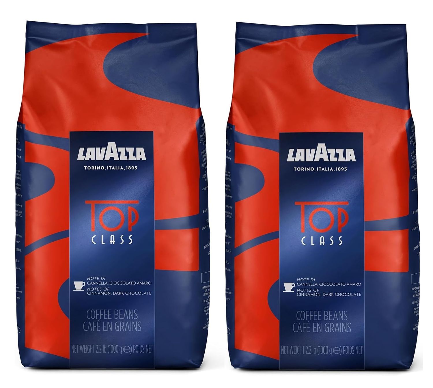 Lavazza Top Class Coffee Beans 1kg (Pack of 2) - Dark Roast with Chocolate &amp; Spicy Notes – Rich Aroma