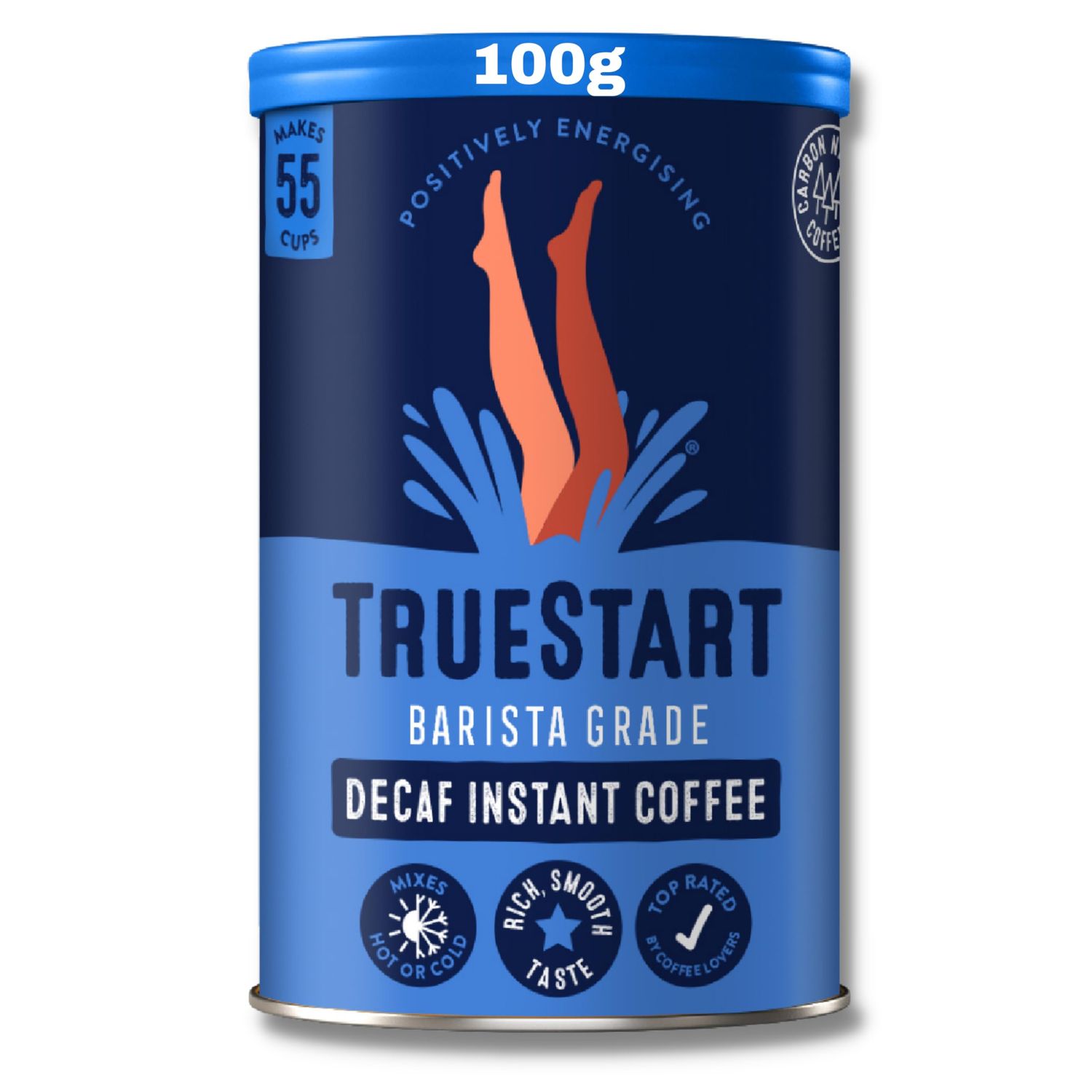 TrueStart Barista Grade Decaf Coffee – 100% Full Flavour Instant Coffee, 1 Pack (100g, 55 Cups), Mycotoxin-Free &amp; Rich in Antioxidants, Premium Freeze-Dried, Smooth Rich Roast, Decaffeinated