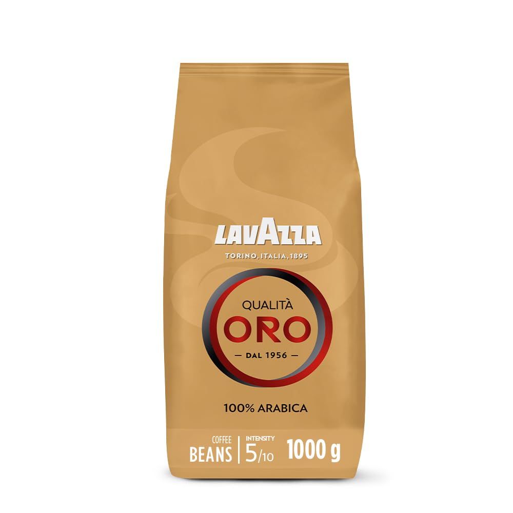 Lavazza, Qualità Oro, Coffee Beans, Ideal for Bean to Cup Machine and a Filter Coffee Machine, with Fruity and Flowery Aromatic Notes, 100% Arabica, Intensity 5/10, Medium Roast, 1 Kg