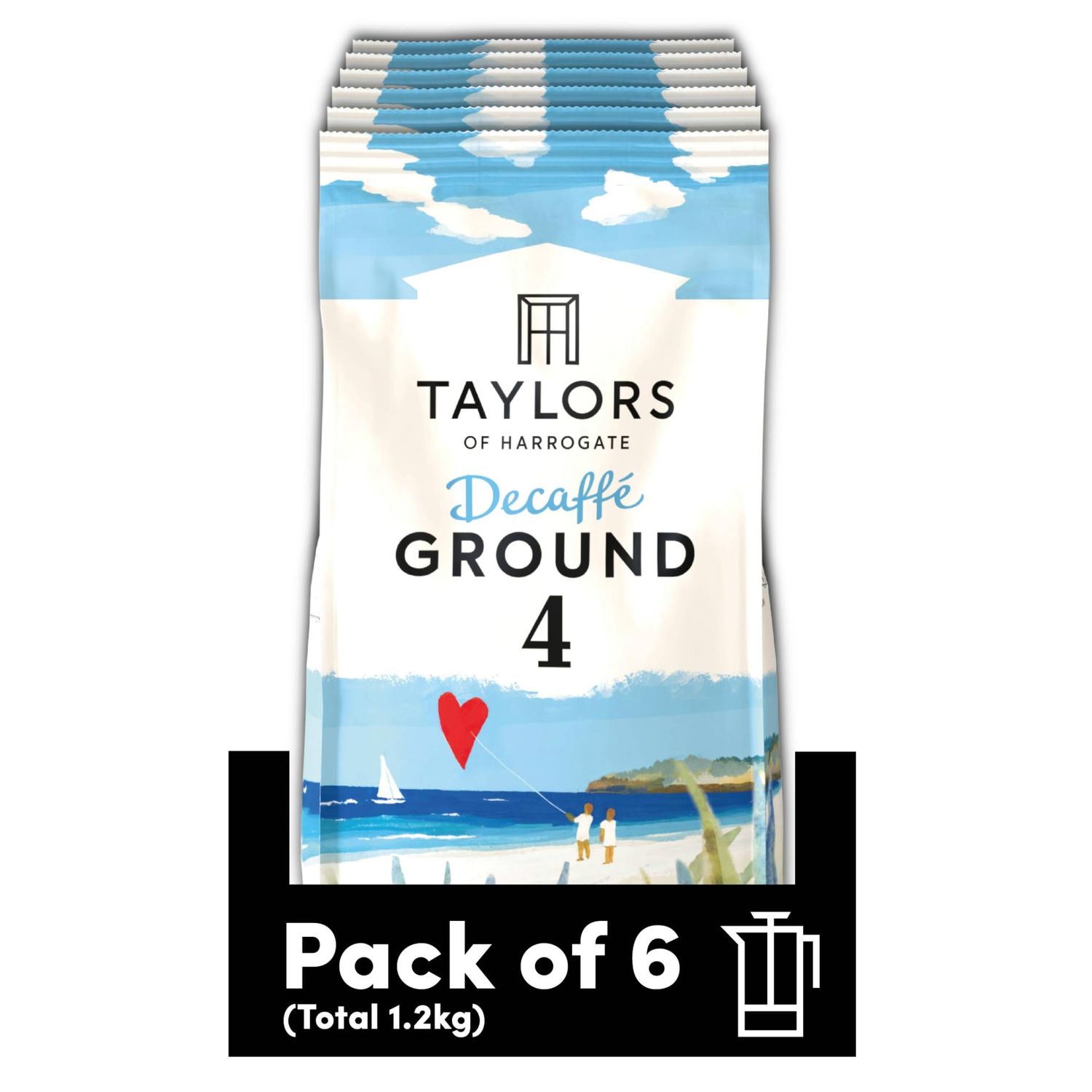 Taylors of Harrogate Decaffe Ground Roast Coffee, 200 g (Pack of 6 - Total 1.2kg)
