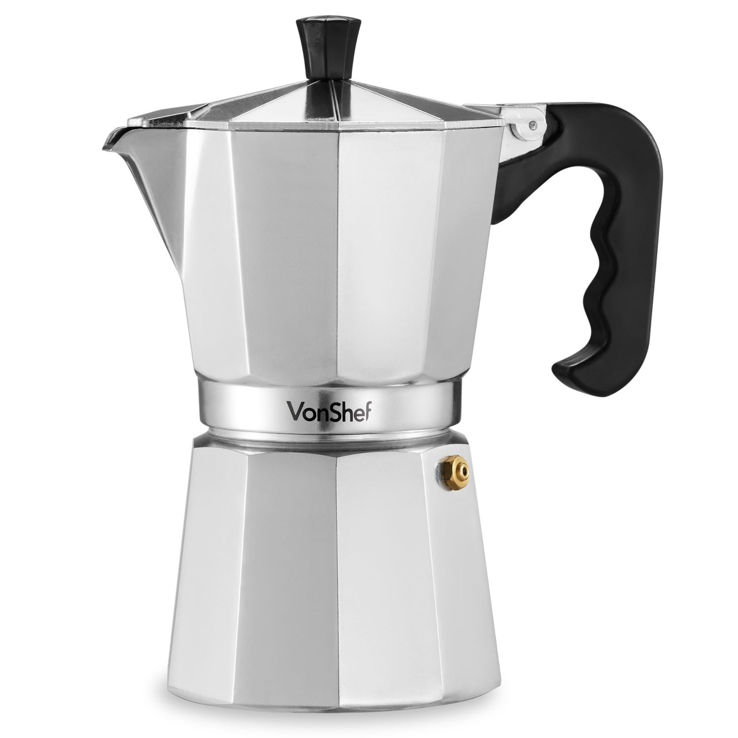 VonShef Stovetop Coffee Maker, 6 Cup Aluminium Italian Espresso Maker, 300ml Gas &amp; Electric Stove Top Moka Pot with Replacement Gasket &amp; Filter