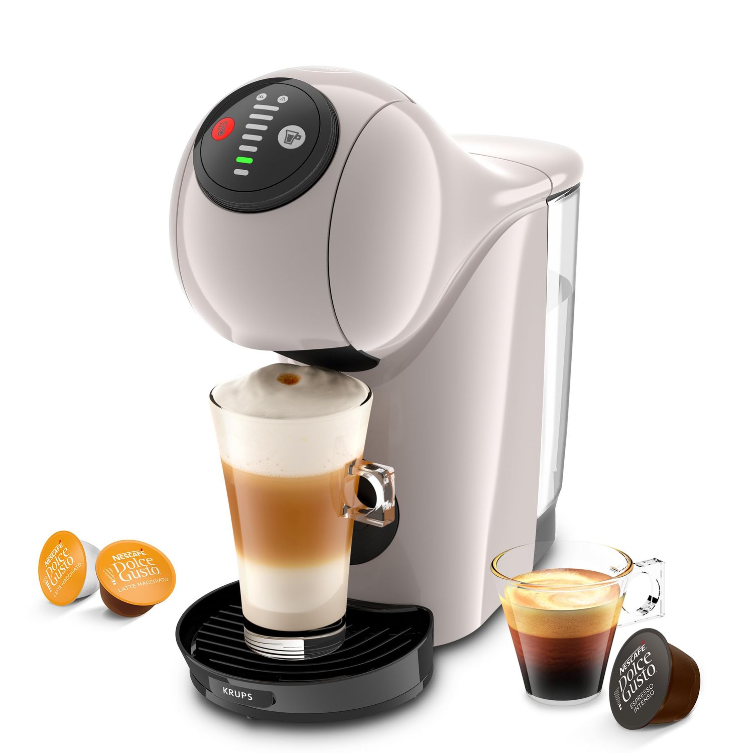 Krups NESCAFÉ Dolce Gusto KP243A GENIO S Coffee Cup Machine for Various Drinks, Compact, High Pressure, XL Adjustable Sizes, Perfect Espresso in Just 30 Seconds, Automatic Shut-Off