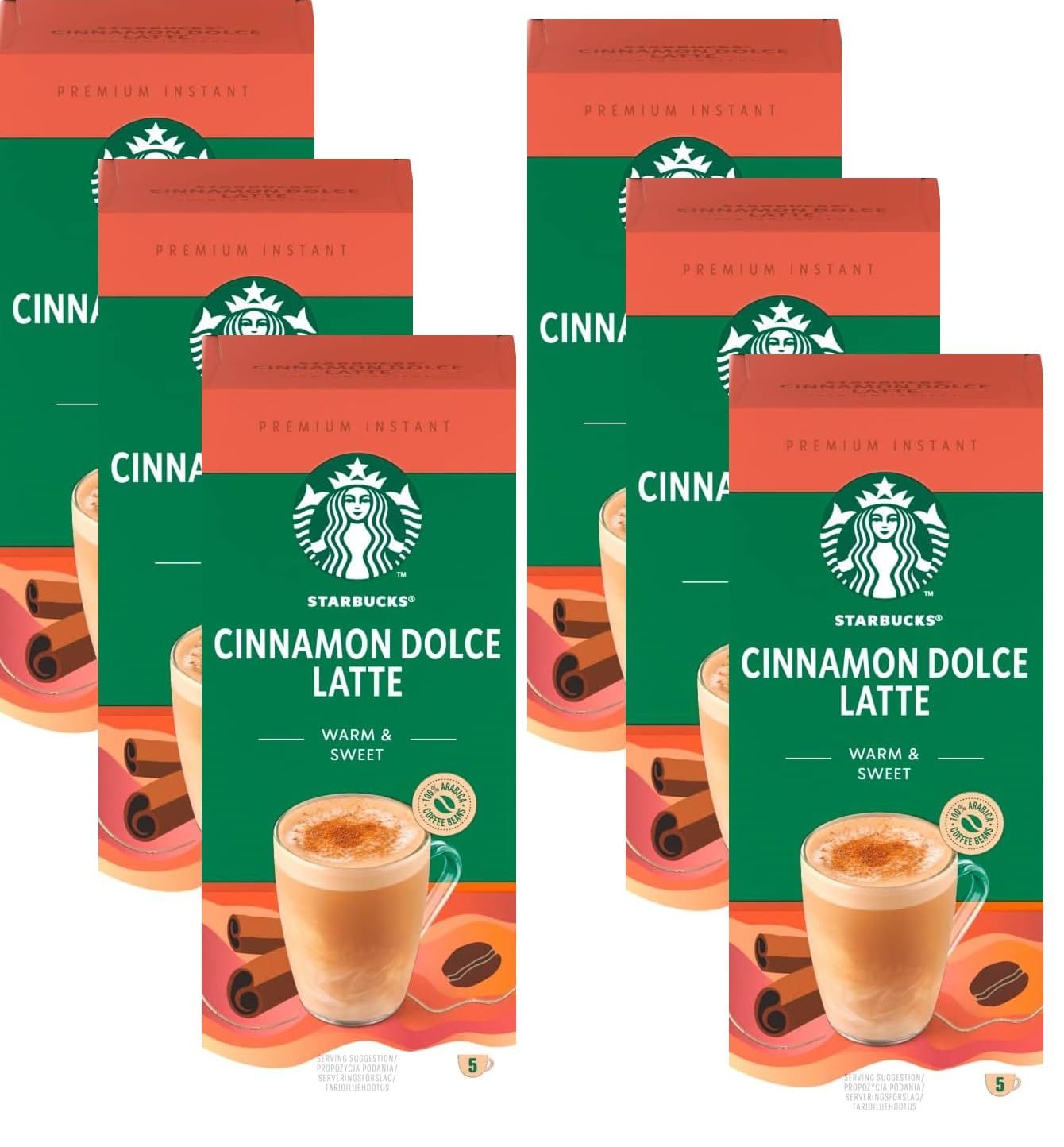 Starbucks Cinnamon Dolce Latte Premium Instant Coffee, 5 Sachets, (Pack of 6, Total 30 Sachets)