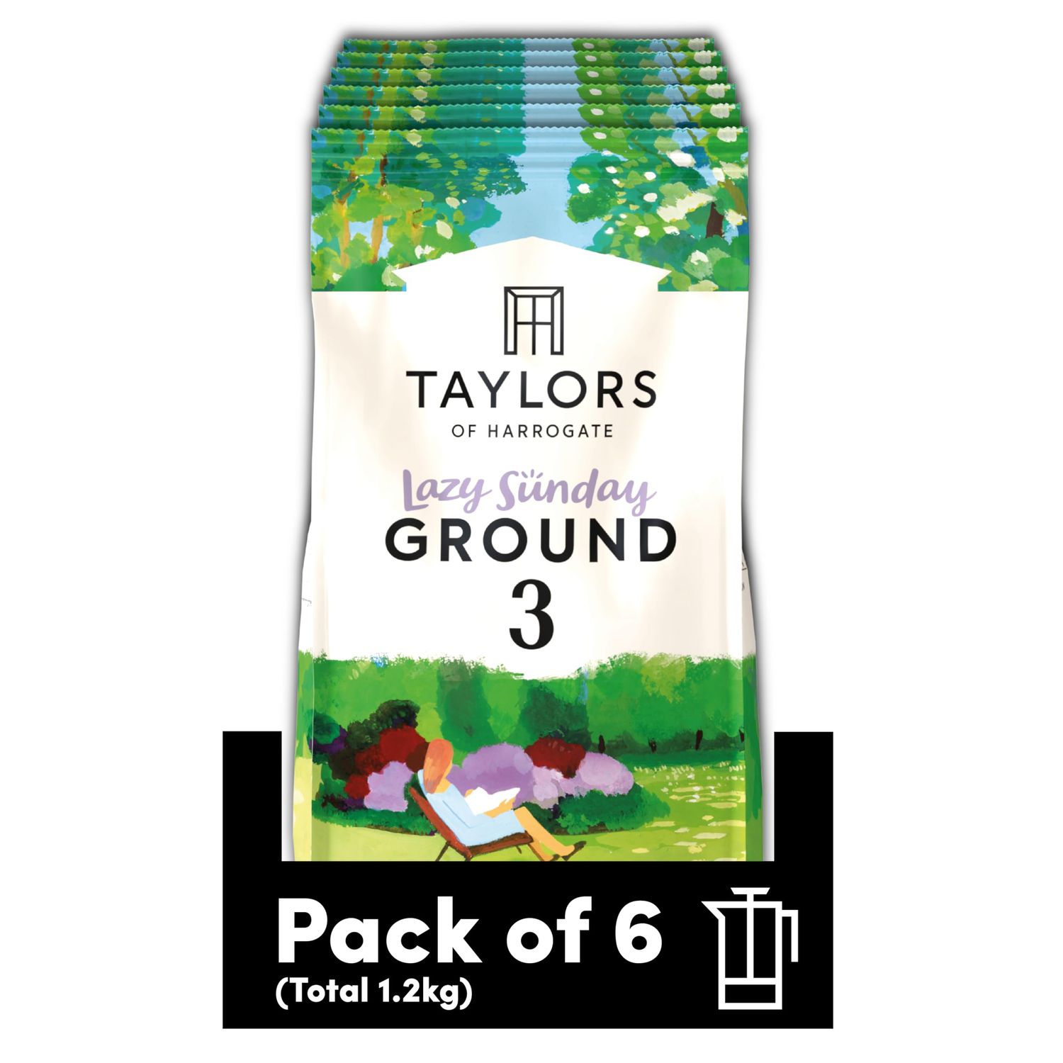 Taylors of Harrogate Lazy Sunday Ground Coffee, 200 g (Pack of 6 - Total 1.2kg)
