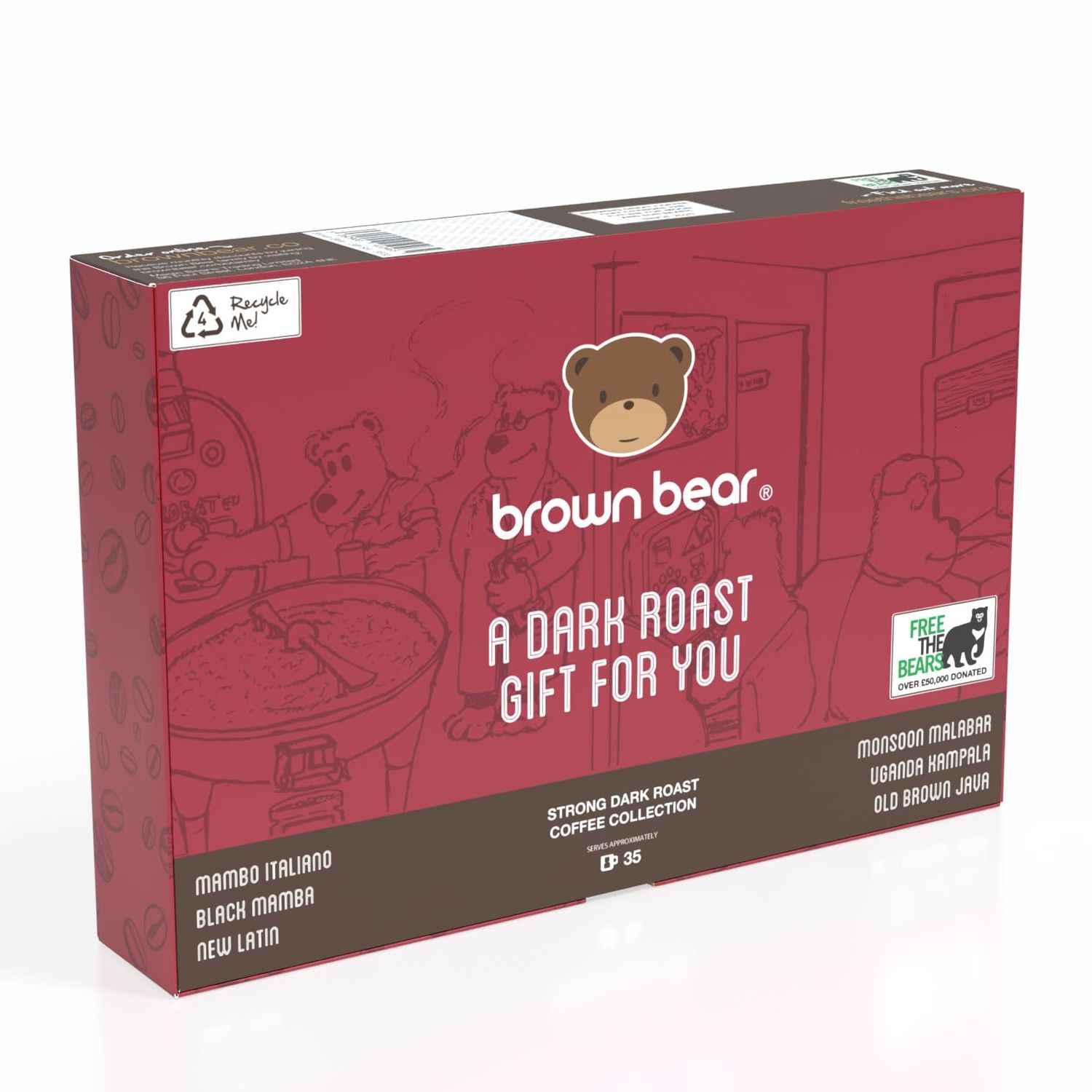 Strong Dark Roast Espresso Coffee Beans Taster Set For Coffee Lovers – Coffee Gift Set - 6 Brown Bear Blends In 1 Selection Pack - Thank You Gift For Men and Women – Strength 5 Brown Bear