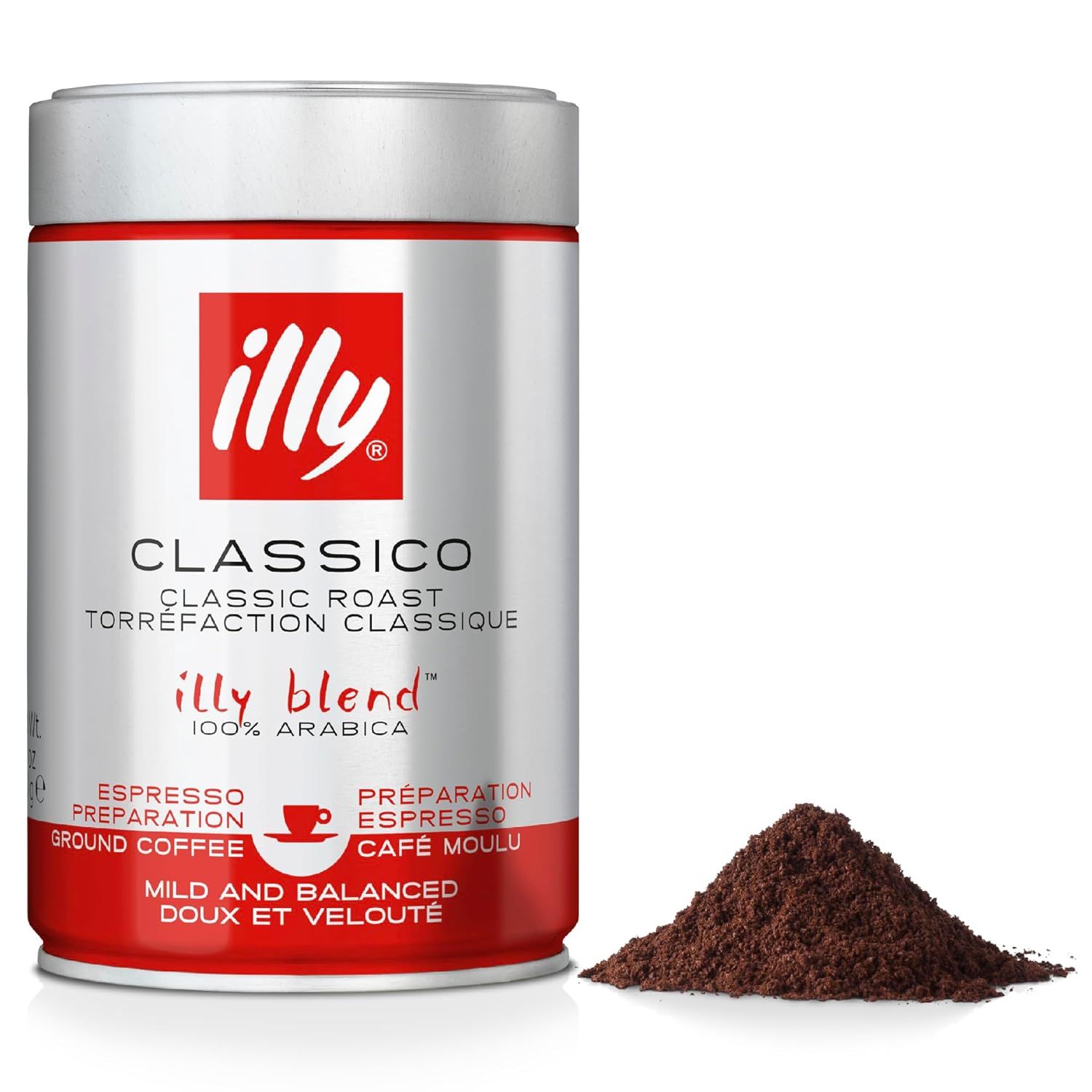 illy Classico Ground Coffee, Medium Roast, 100% Arabica, Ideal for Espresso Preparation, 250g Tin