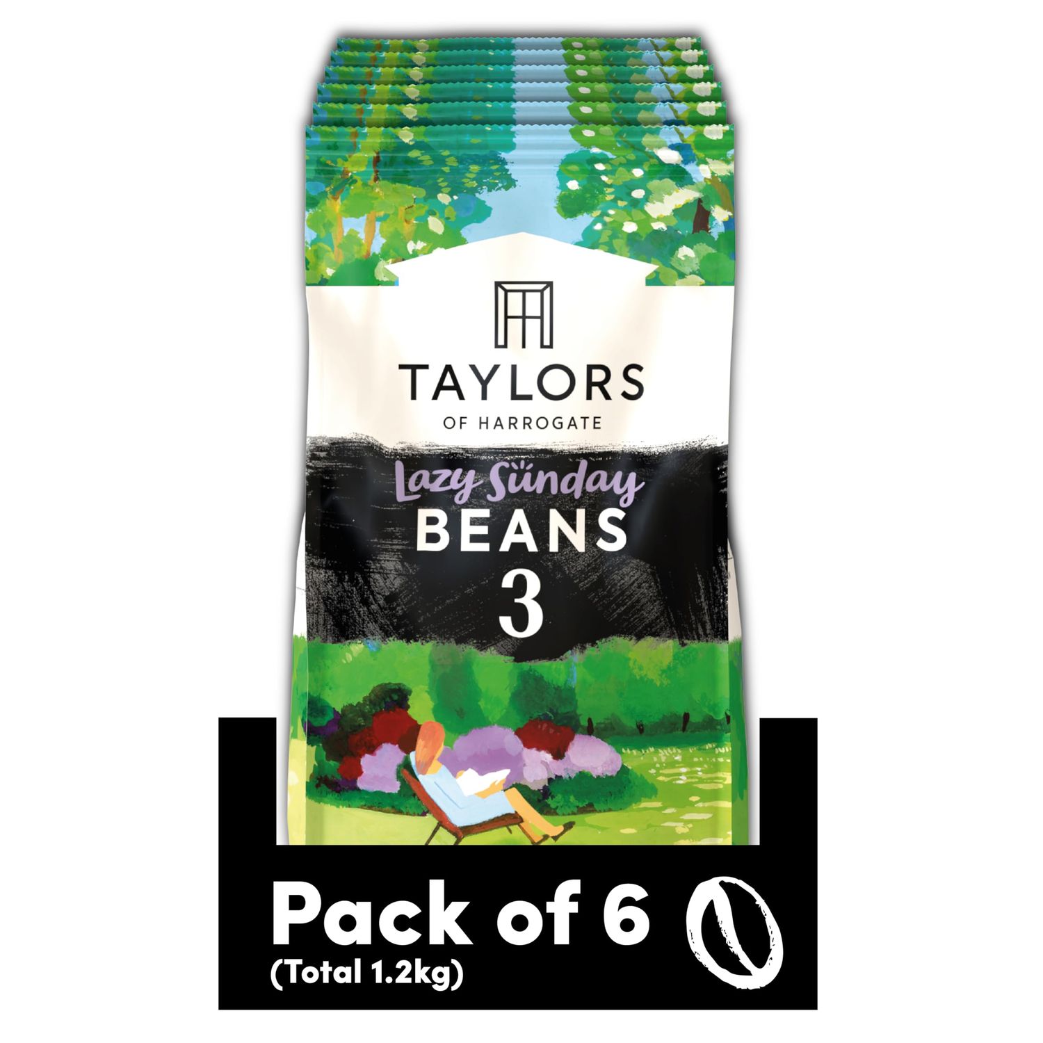 Taylors of Harrogate Lazy Sunday Coffee Beans, 200 g (Pack of 6 - Total 1.2kg)