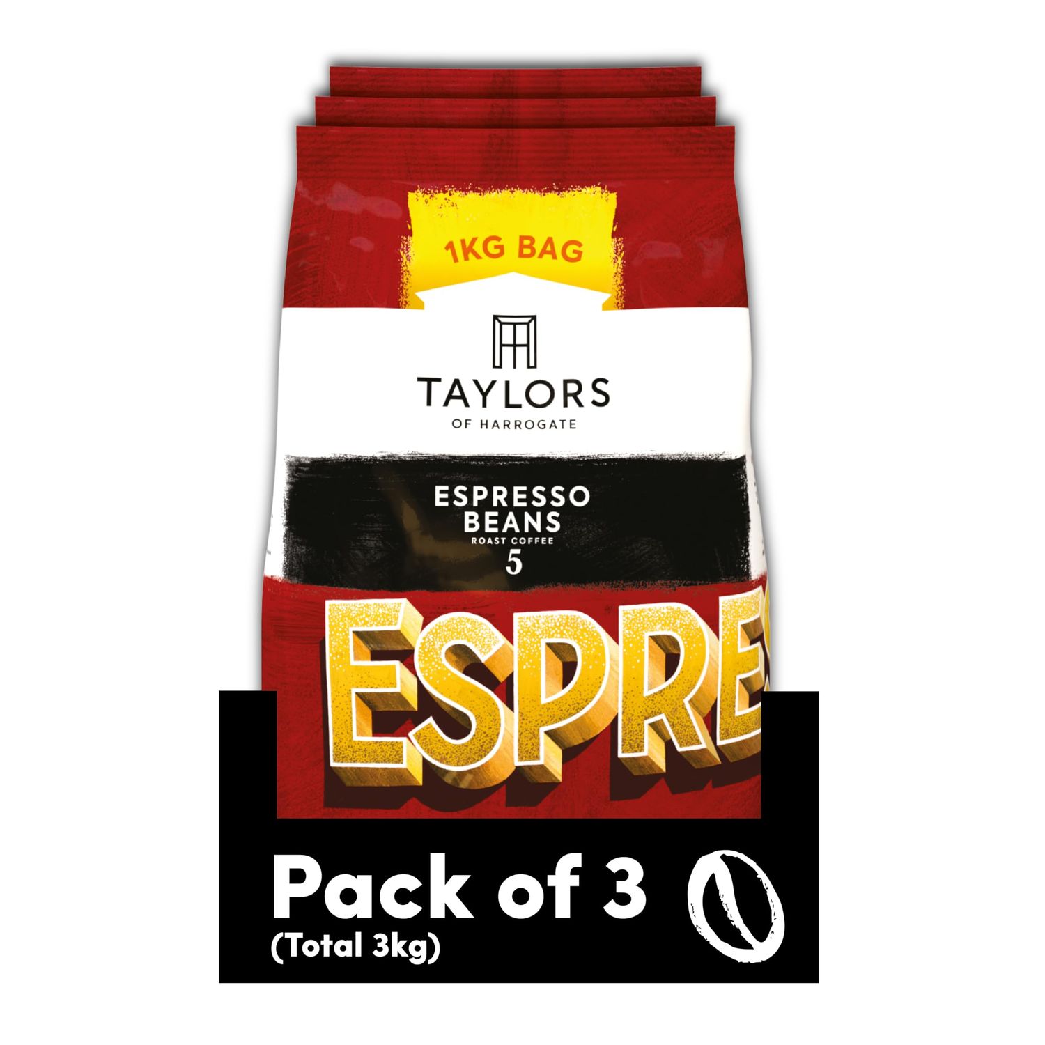 Taylors of Harrogate Espresso Beans, 1kg (Pack of 3)