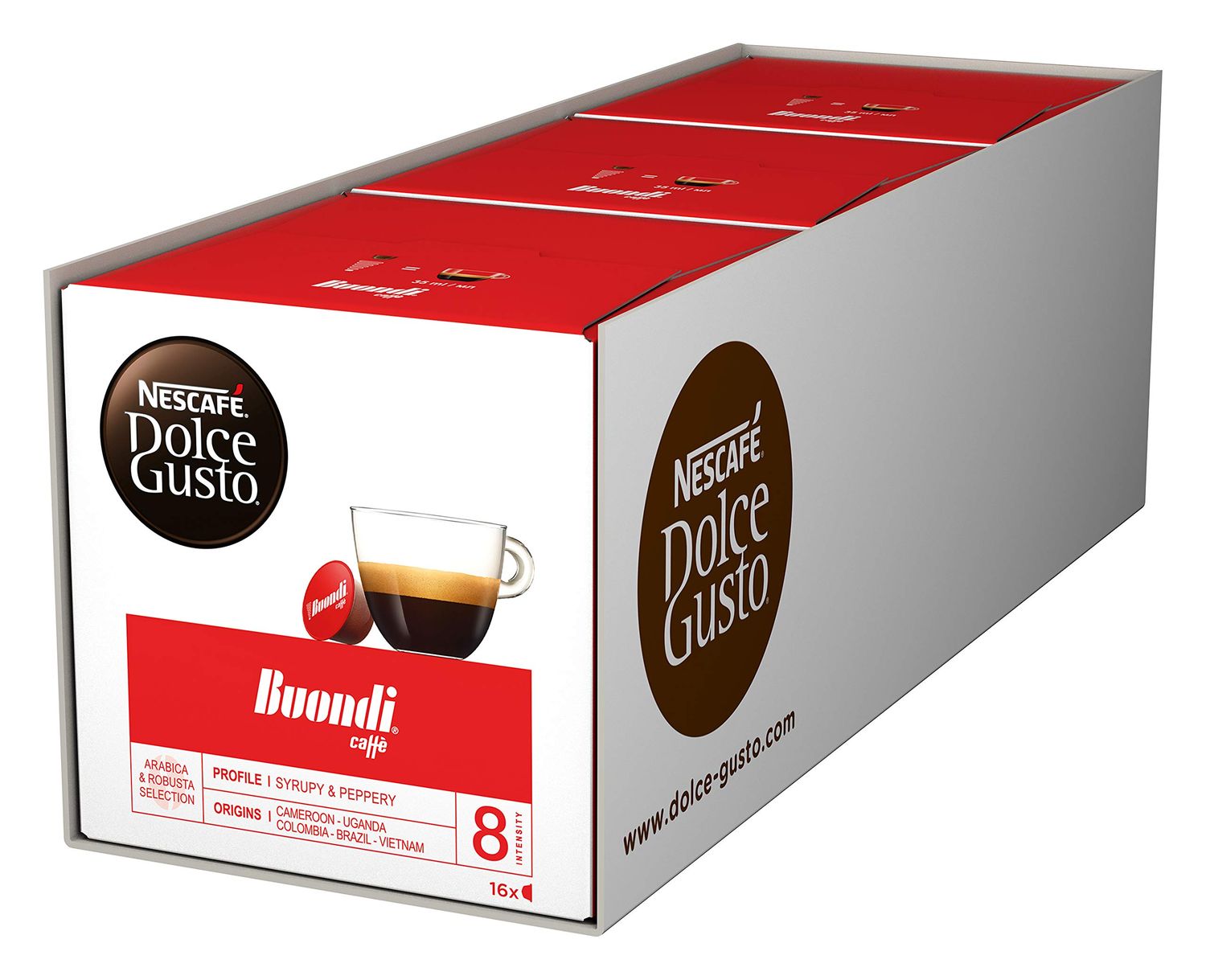 Nescafé Dolce Gusto Espresso Buondi, Pack of 3, 3 x 16 Capsules