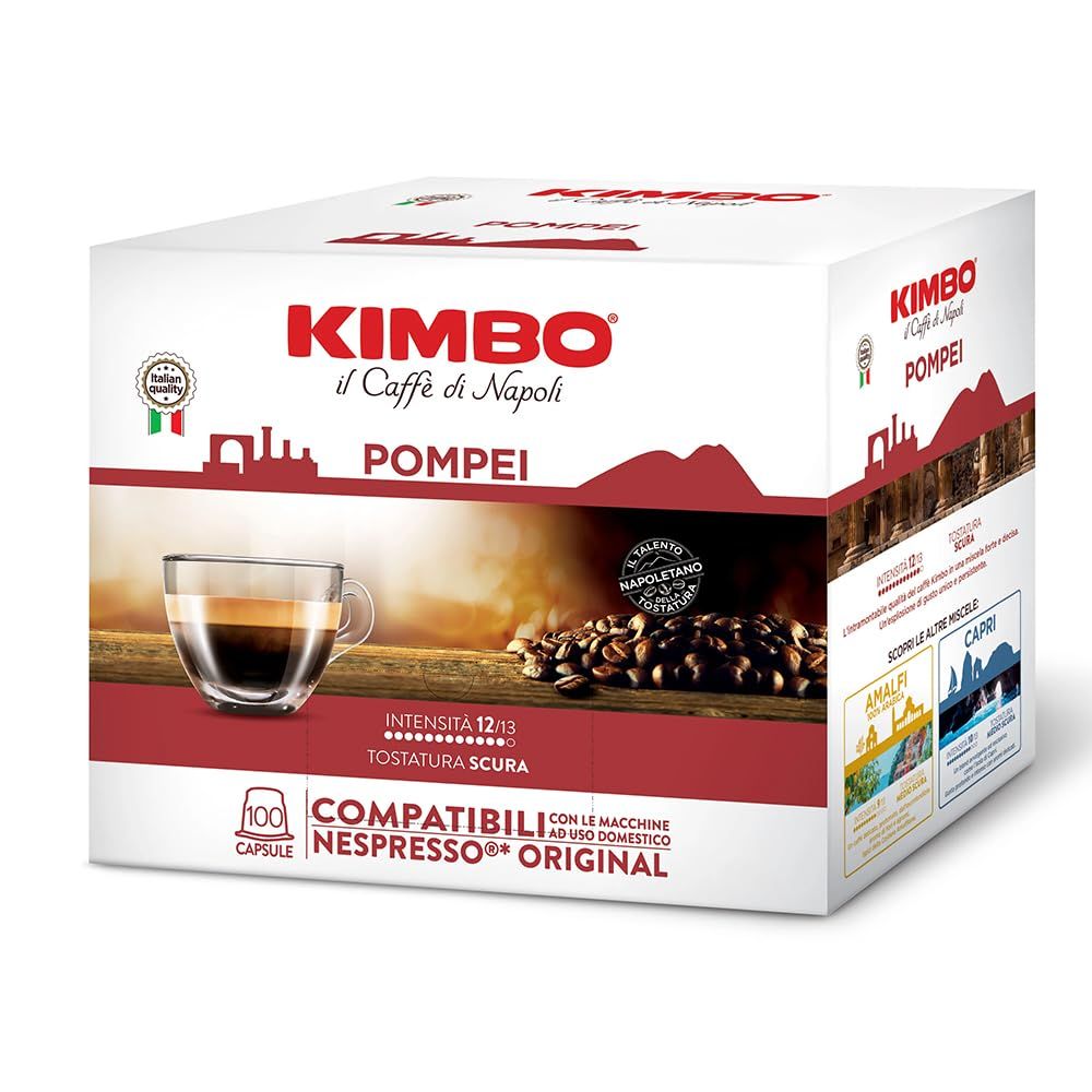 Kimbo Pompeii Le Maraviglia del Gusto 100 Capsules Compatible with Nespresso Coffee Machines