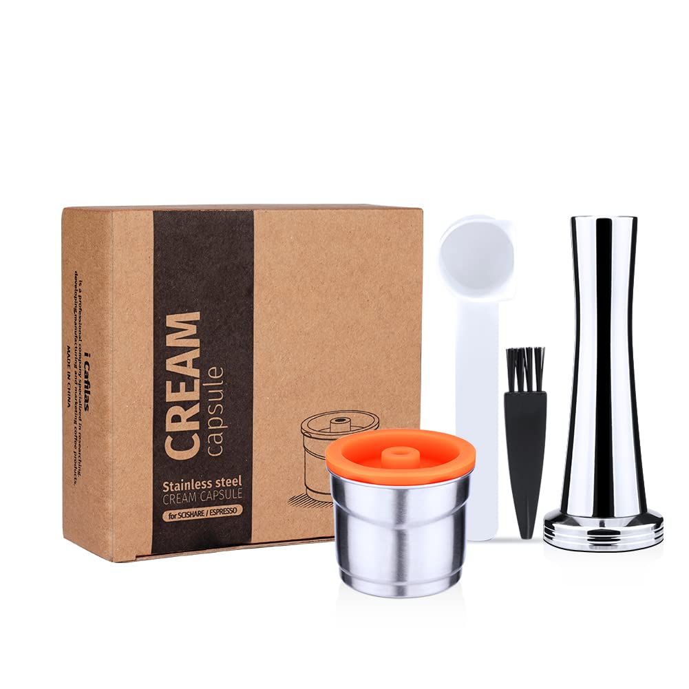 i Cafilas Reusable Capsule Coffee Capsule Rechargeable Coffee Capsule Filter Stainless for ILLY Coffee Machine X9 X 8 X7.1 Y5 Y3 Y1.1 Compatible with Illy (Prensador Tamper+Cápsula)