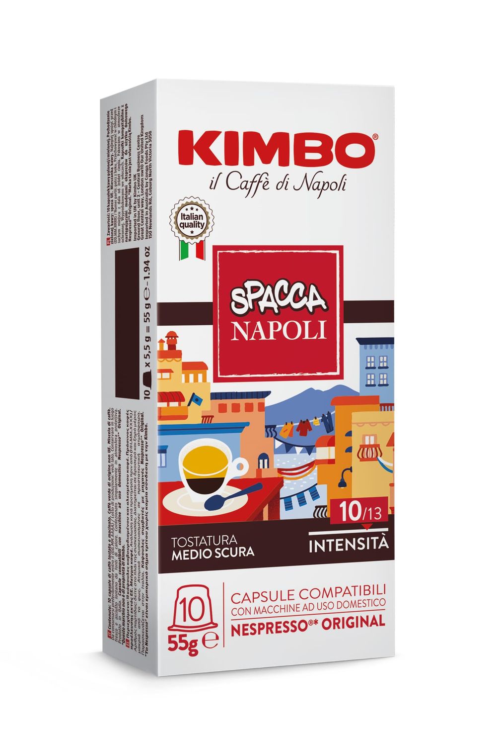 Kimbo Napoli Coffee Capsules, Compatible with Nespresso, 10 Packs of 10 Capsules (Total 100 Capsules)