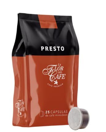 La Flor del Cafe Presto Premium Coffee Capsules, 4 Bags of 25 Units