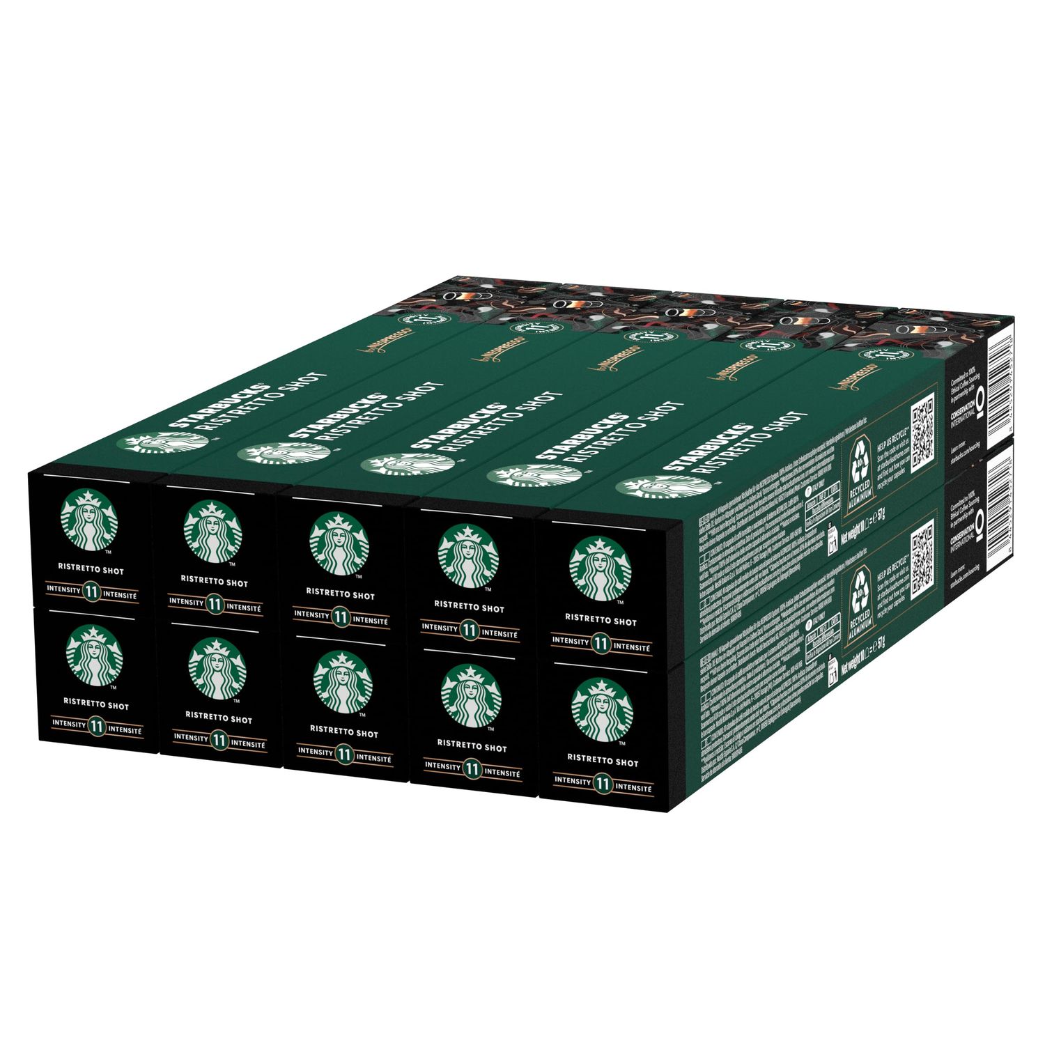 STARBUCKS Ristretto Shot by Nespresso, Dark Roast, Coffee Capsules 10 x 10 (100 Capsules)