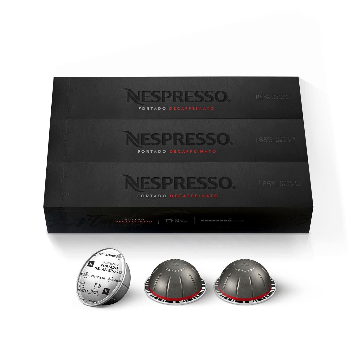 Nespresso Capsules Vertuo, Fortado Decaffeinato, Gran Lungo, 30-Count Coffee Pods, Brews 5.0 oz.