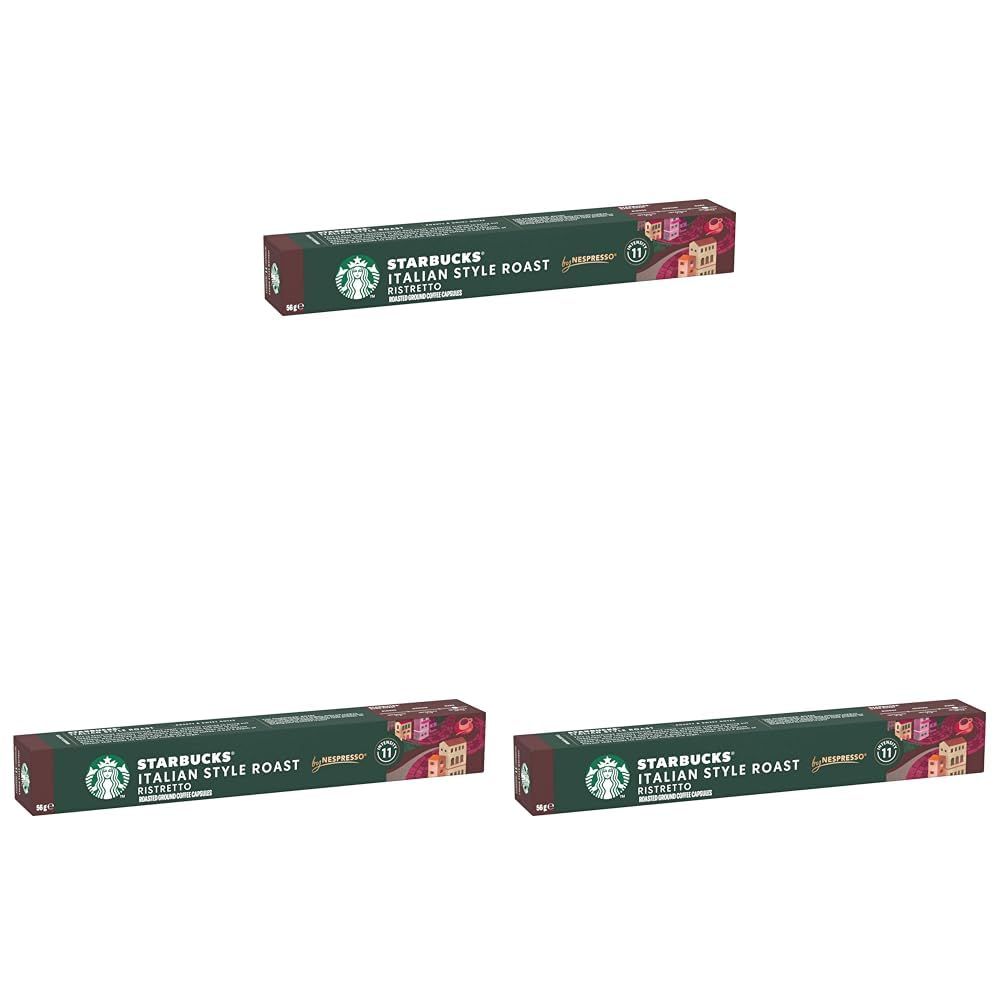 STARBUCKS Italian Style Roast by Nespresso, Dark Roast, Coffee Capsules (10 Capsules) (Pack of 3)